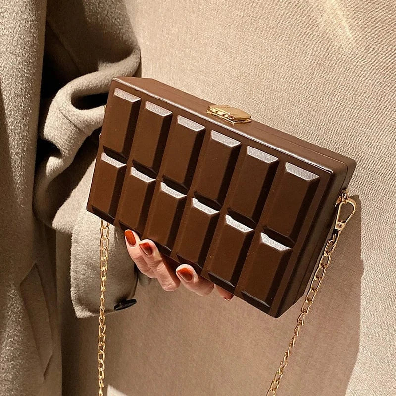 Vintage Box Shape Chains Crossbody Bags for Women Small Square Clutch Handbags Purses