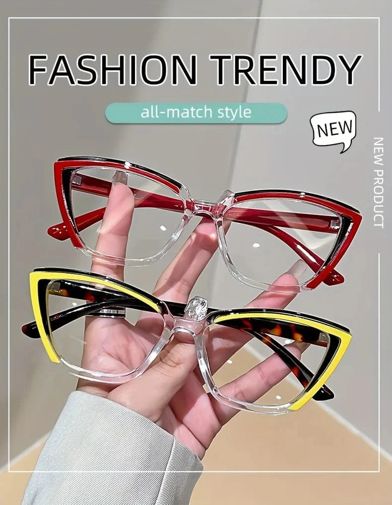 Vintage Cat-Eye Full Rim Reading Glasses Non-Prescription, PC Frame & Lens, Elegant Design, Range  1.0 to  4.0