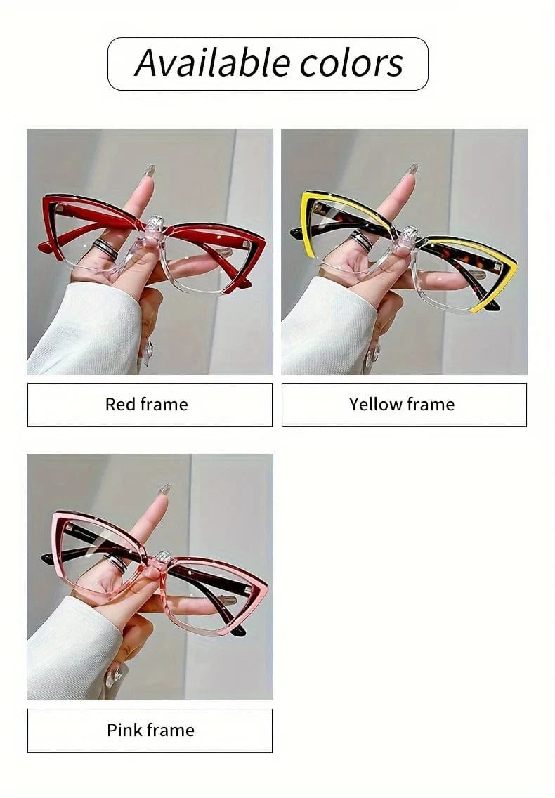 Vintage Cat-Eye Full Rim Reading Glasses Non-Prescription, PC Frame & Lens, Elegant Design, Range  1.0 to  4.0
