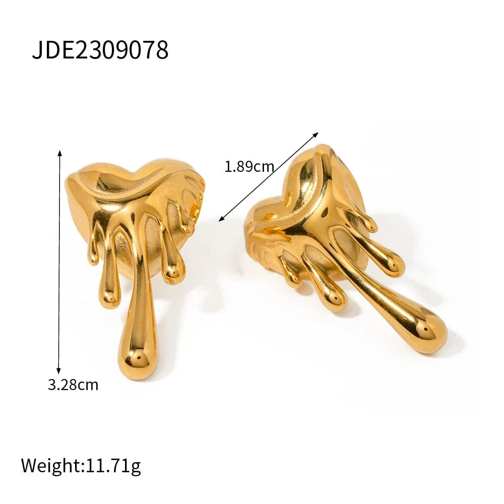 Vintage / E1908 E1908 Luxury Handmade Earrings Women 18K Gold Plated Heart Lava Irregular Stud Earrings For Women