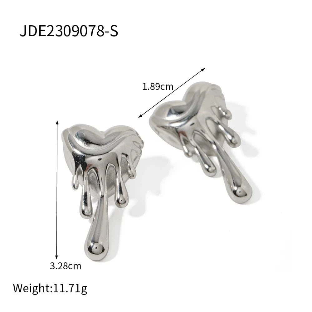 Vintage / E1908S E1908 Luxury Handmade Earrings Women 18K Gold Plated Heart Lava Irregular Stud Earrings For Women