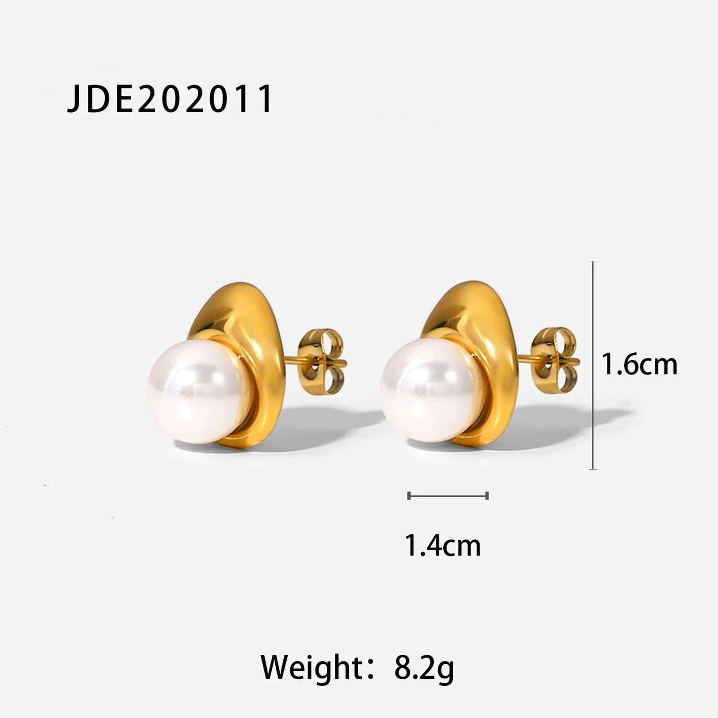 Vintage / E2251 E2251 Waterproof Jewelry 18K Gold Plated Pearl Earring Stainless Steel Pearl stud Earring for Women
