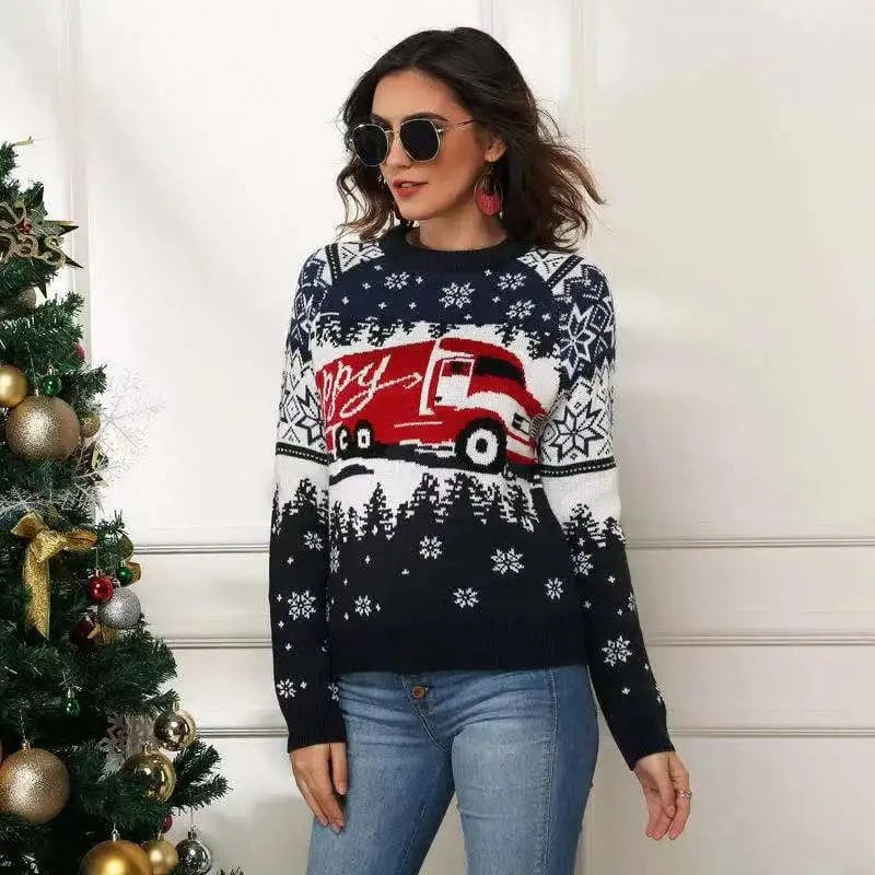 Vintage Female New Year Knitted Funny Sweater Pullover Wholesaler Custom Christmas Sweater