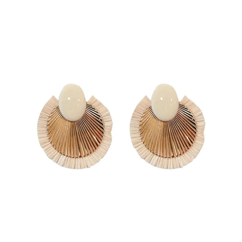 Vintage Metal Style Shell Earring Exaggerated Trendy Round Jewellery Women's Fashion Earrings Classic Charm Jewelry