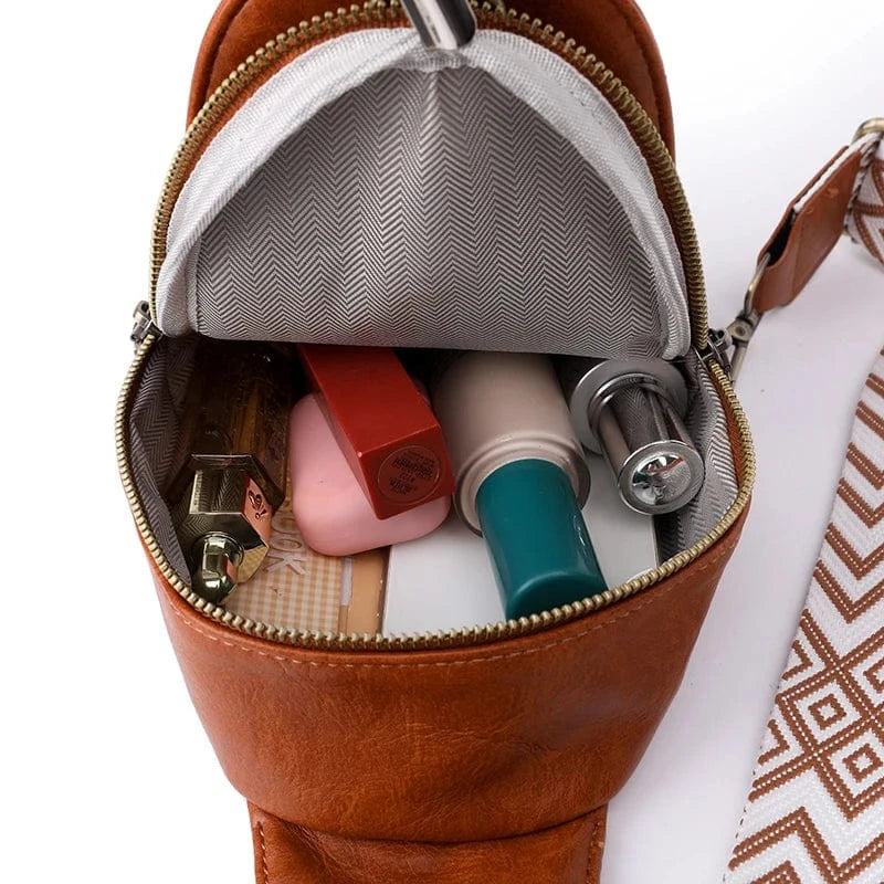 Vintage PU Leather Women Chest Bag Small Crossbody Daypack Shoulder Sling Bag for Ladies