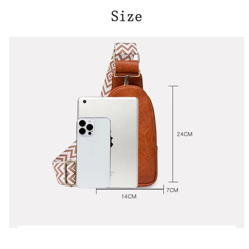 Vintage PU Leather Women Chest Bag Small Crossbody Daypack Shoulder Sling Bag for Ladies