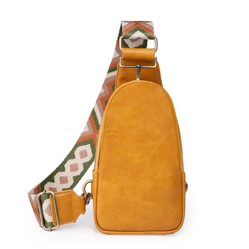 Vintage PU Leather Women Chest Bag Small Crossbody Daypack Shoulder Sling Bag for Ladies