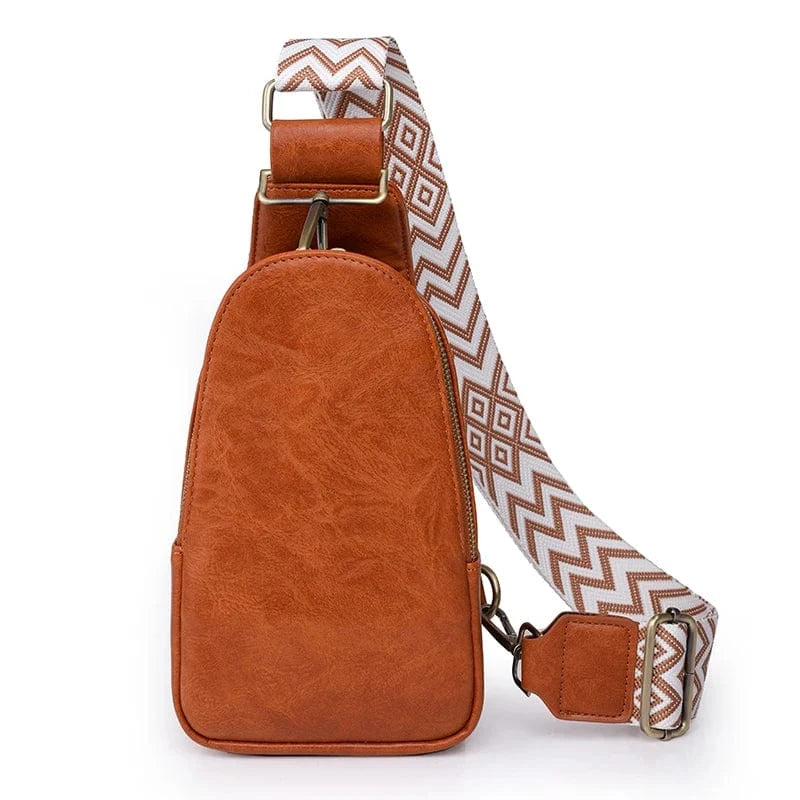 Vintage PU Leather Women Chest Bag Small Crossbody Daypack Shoulder Sling Bag for Ladies