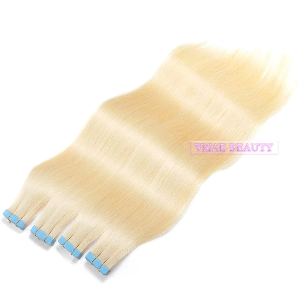Vmae 100% Human Hair Extensions Russian Raw Straight Remy Ombre 613 Blonde Tape In Highlight Color with 100% Human Material