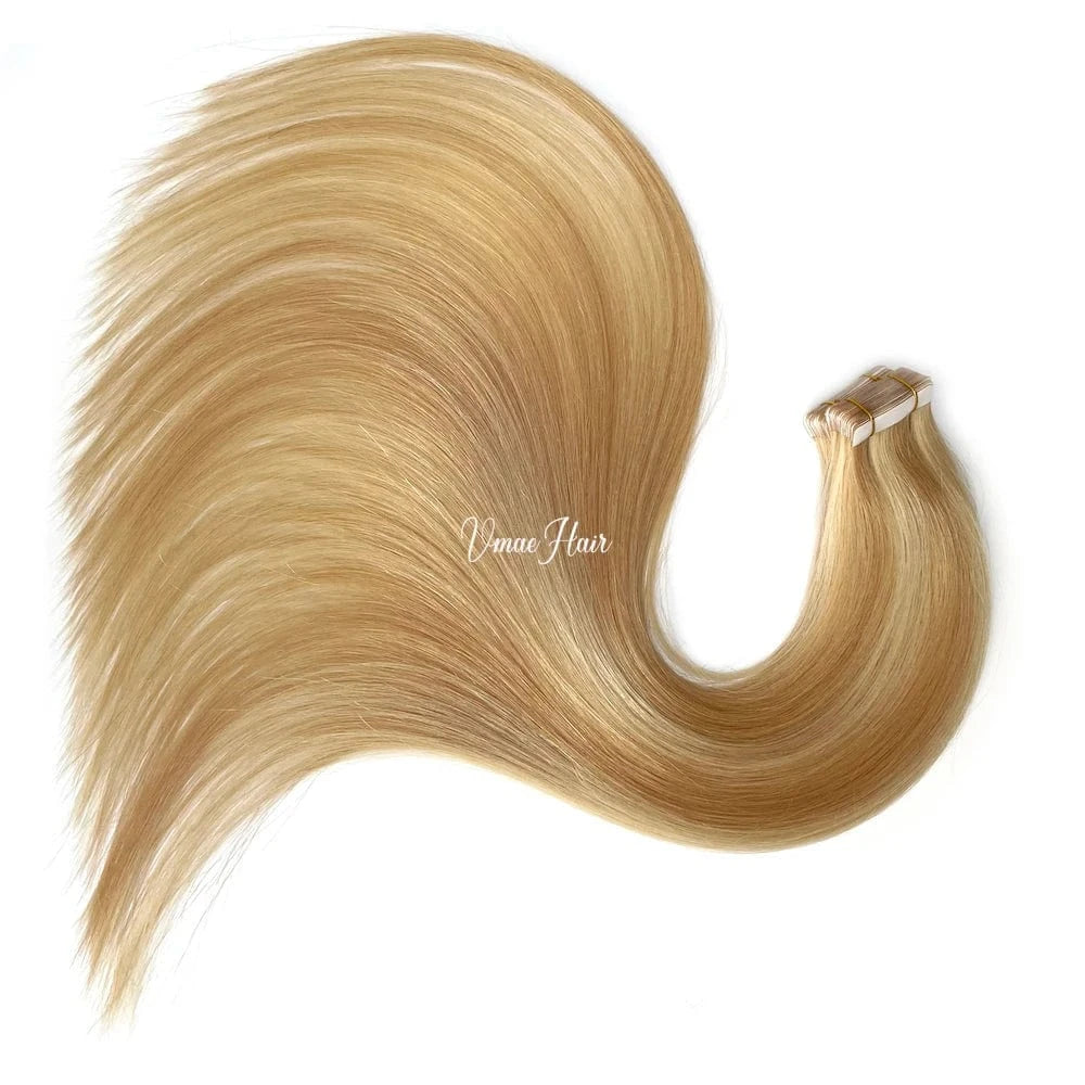 Vmae 100% Human Hair Extensions Russian Raw Straight Remy Ombre 613 Blonde Tape In Highlight Color with 100% Human Material