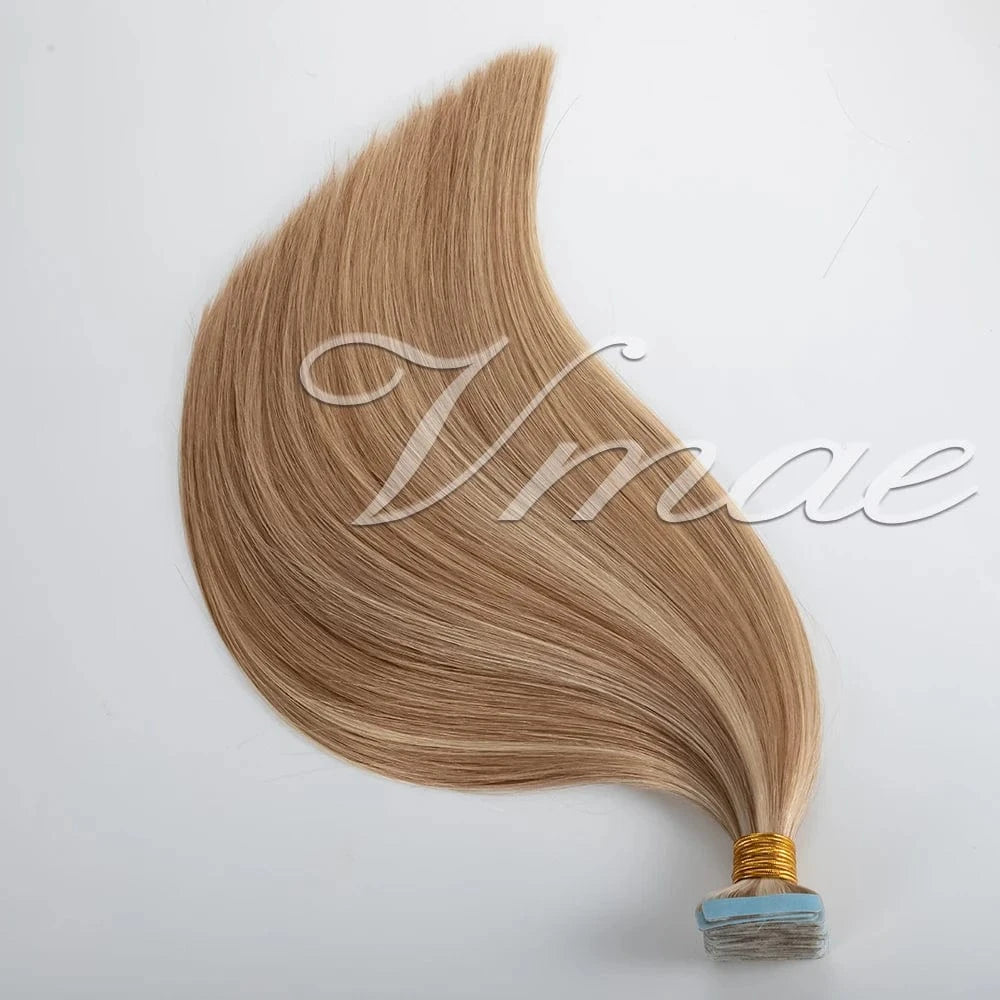 Vmae 100% Human Hair Extensions Russian Raw Straight Remy Ombre 613 Blonde Tape In Highlight Color with 100% Human Material