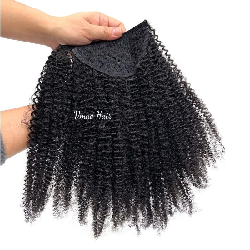 VMAE 100g Raw Cuticle Aligned Remy Virgin Afro Kinky Curly Wrap Around Ponytails Drawstring Ponytail Human Hair Extensions