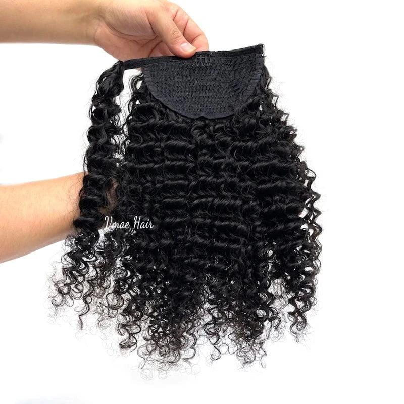 VMAE 100g Raw Cuticle Aligned Remy Virgin Afro Kinky Curly Wrap Around Ponytails Drawstring Ponytail Human Hair Extensions