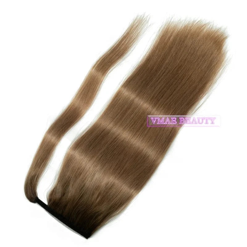 VMAE 100g Raw Remy Cuticle Aligned European Hair Ombre Color Dark Rooted Straight Wrap Around Ponytail Human Hair Extensions