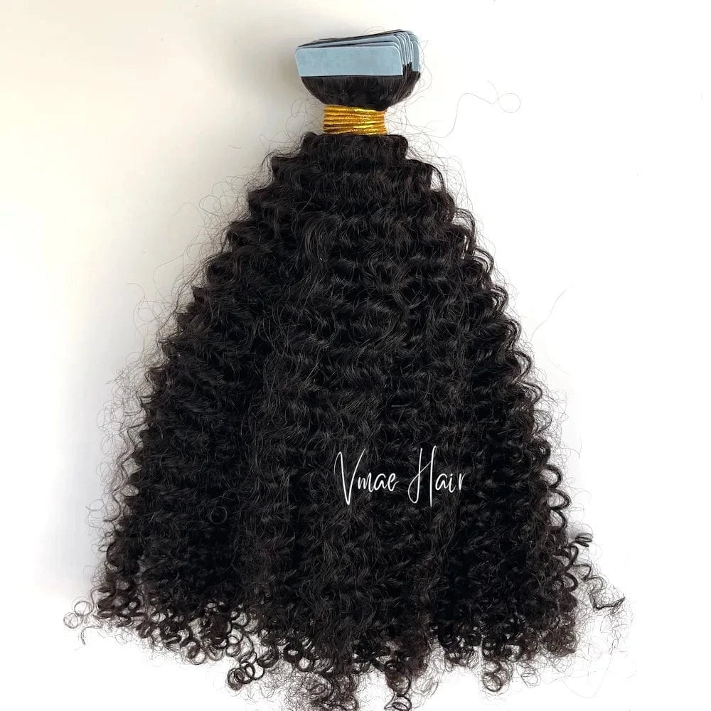Vmae 100g Remy Raw 3A 4A 4B 4C Cambodian Deep Afro Kinky Curly Tape In Hair Extensions Human Hair