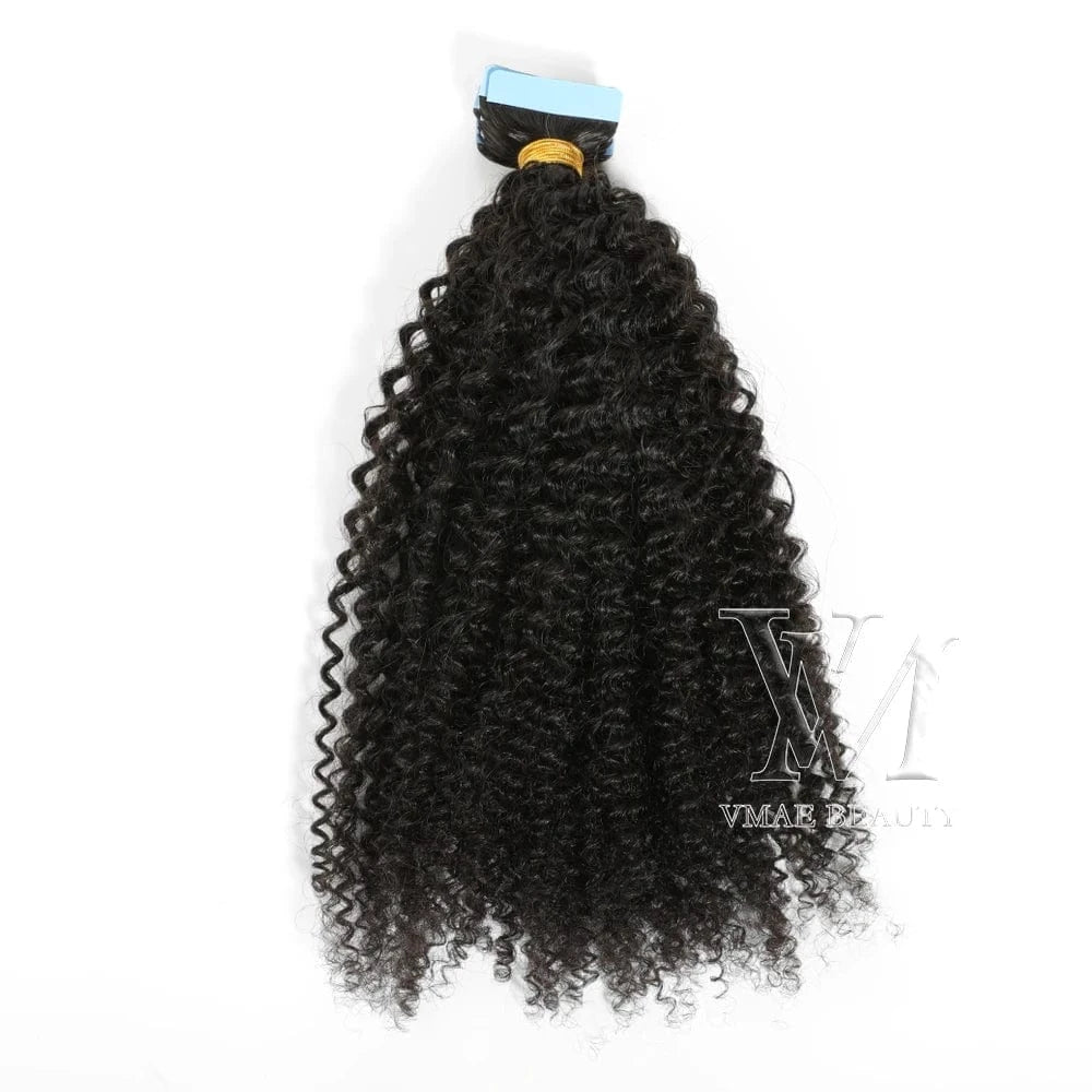 Vmae 100g Remy Raw 3A 4A 4B 4C Cambodian Deep Afro Kinky Curly Tape In Hair Extensions Human Hair
