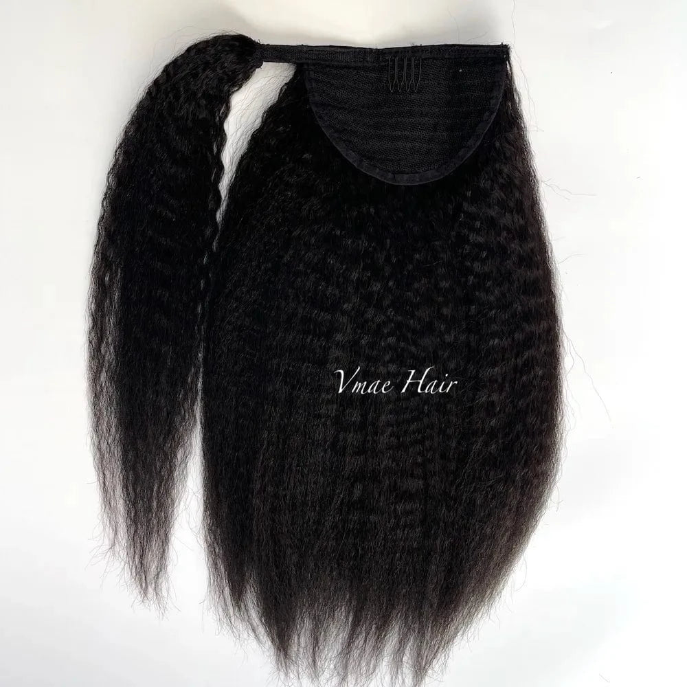 VMAE 100g Virgin 3A 3B 4C Afro Kinky Curly Raw Cuticle Aligned Wrap Around Ponytails Drawstring Ponytail Human Hair Extensions
