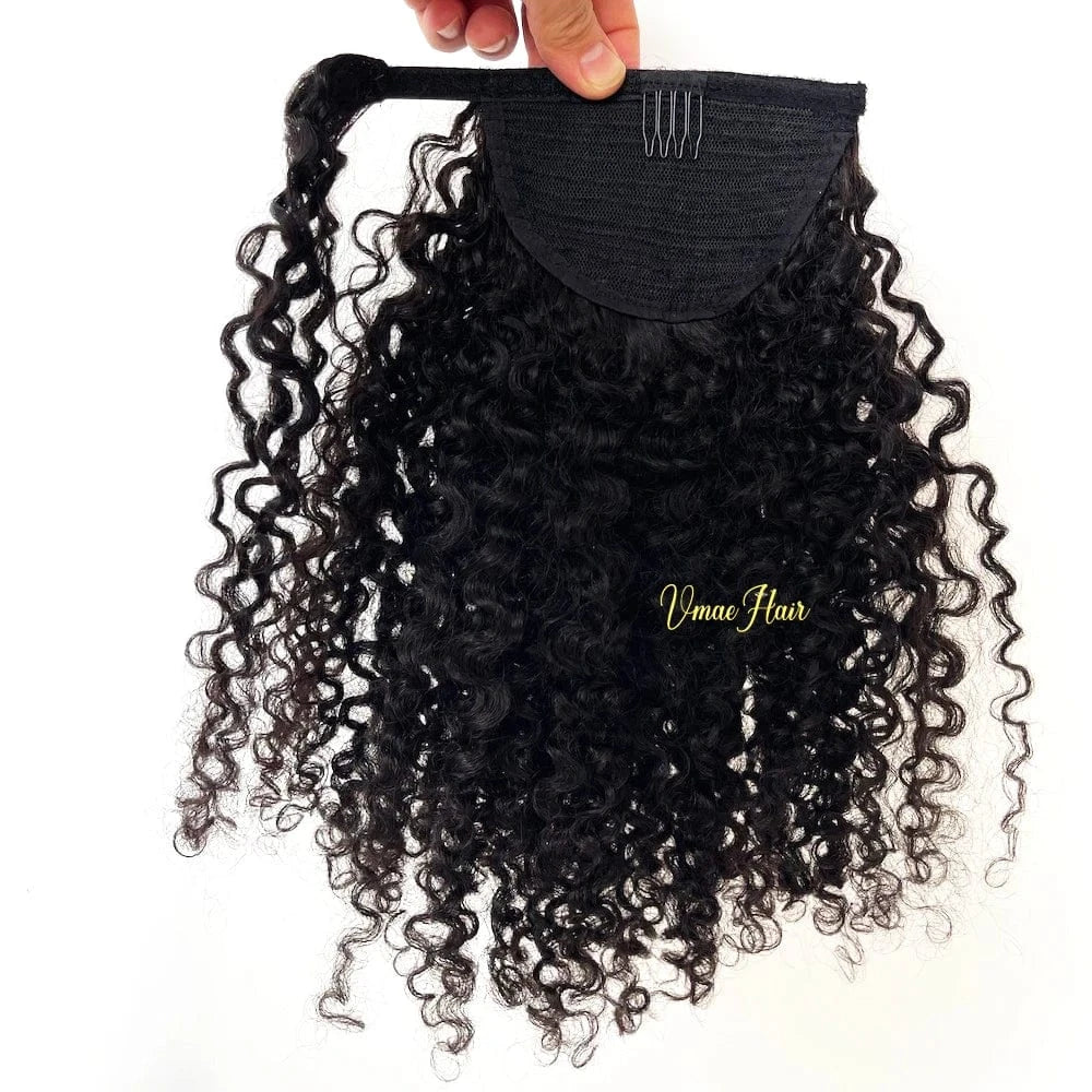 VMAE 100g Virgin Raw Cuticle Aligned Afro Kinky Curly Ponytails Wrap Around Drawstring Ponytail Human Hair Extensions