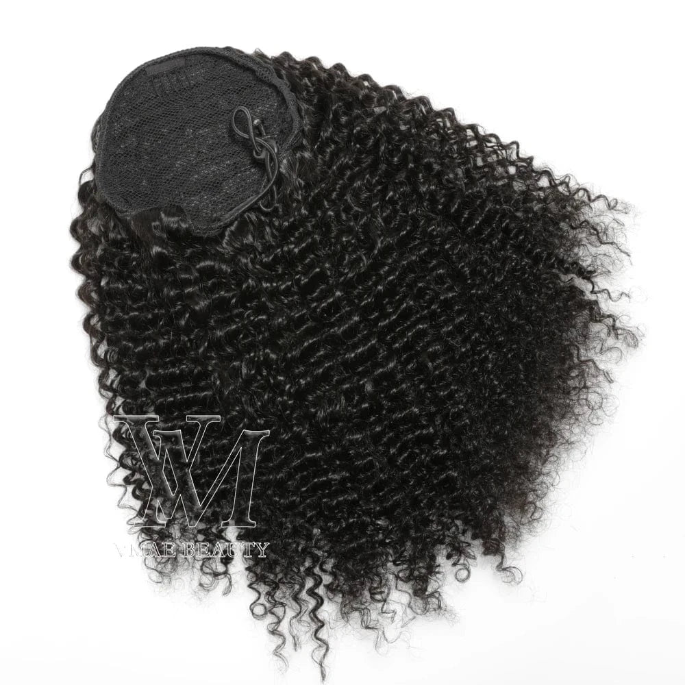 VMAE Afro Kinky Curly Water Wave 100g Virgin Raw Cuticle Aligned Wrap Around Ponytails Human Hair Extensions Drawstring Ponytail
