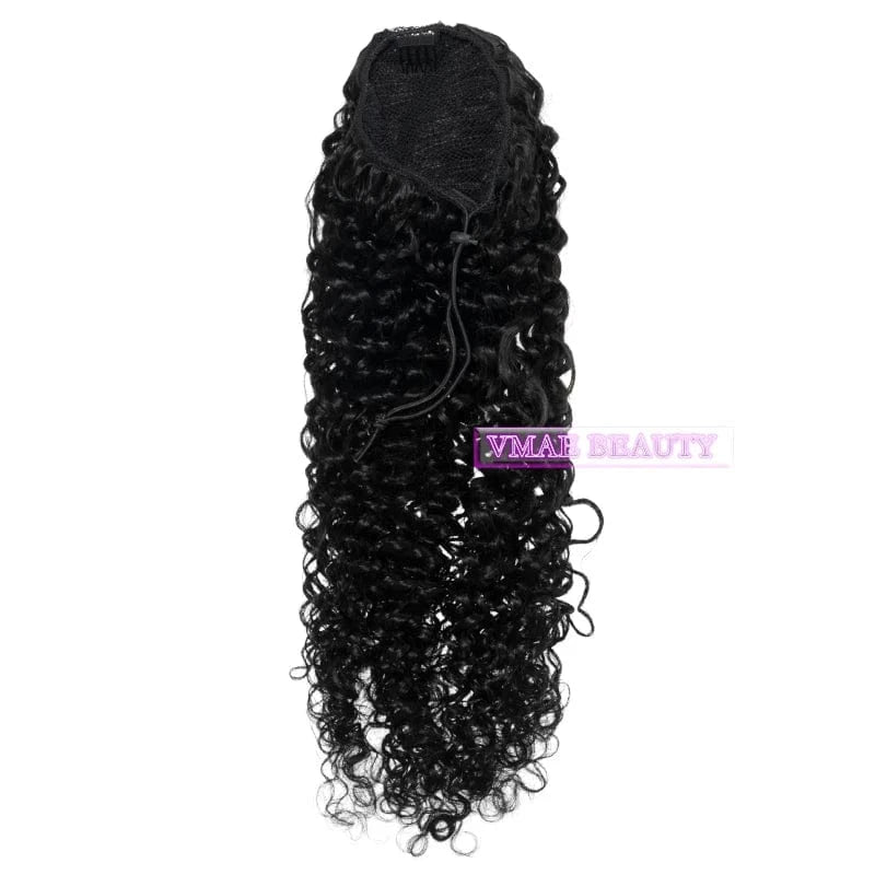 VMAE Afro Kinky Curly Water Wave 100g Virgin Raw Cuticle Aligned Wrap Around Ponytails Human Hair Extensions Drawstring Ponytail