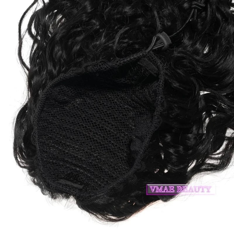 VMAE Afro Kinky Curly Water Wave 100g Virgin Raw Cuticle Aligned Wrap Around Ponytails Human Hair Extensions Drawstring Ponytail