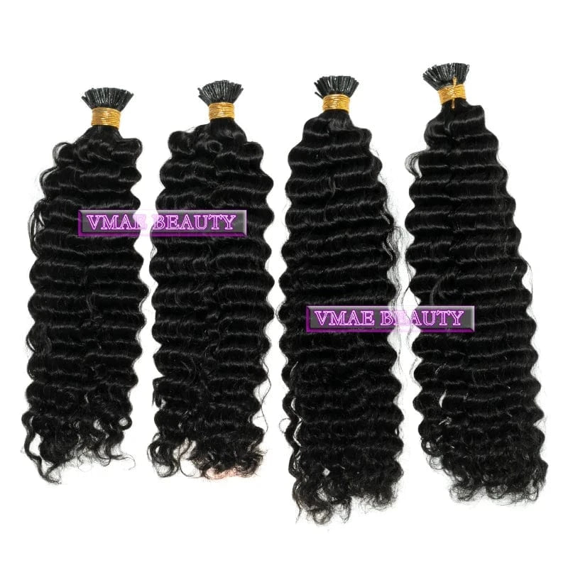 VMAE Burmese Unprocessed Virgin Hair 100g I Tips Body Deep Water Afro Kinky Curly I Tip Human Hair Extension