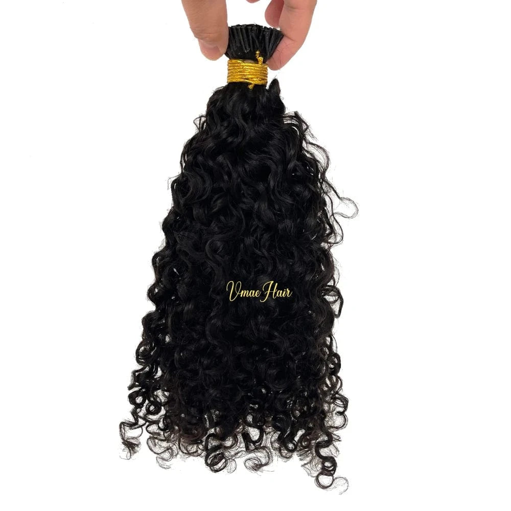 VMAE Burmese Unprocessed Virgin Hair 100g I Tips Body Deep Water Afro Kinky Curly I Tip Human Hair Extension