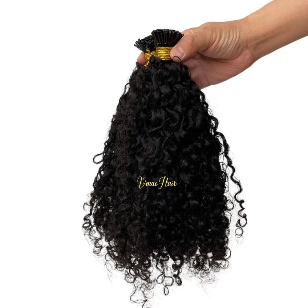 VMAE Burmese Unprocessed Virgin Hair 100g I Tips Body Deep Water Afro Kinky Curly I Tip Human Hair Extension