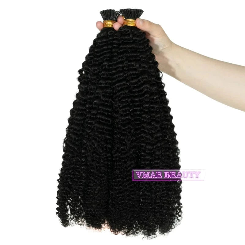 VMAE Burmese Unprocessed Virgin Hair 100g I Tips Body Deep Water Wave Afro Kinky Curly I Tip Human Hair Extension