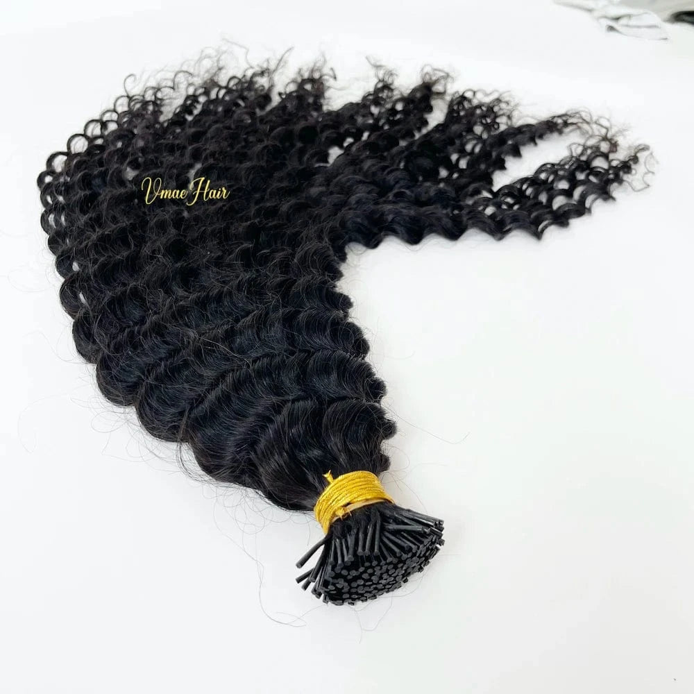 VMAE Burmese Unprocessed Virgin Hair 100g I Tips Body Deep Water Wave Afro Kinky Curly I Tip Human Hair Extension