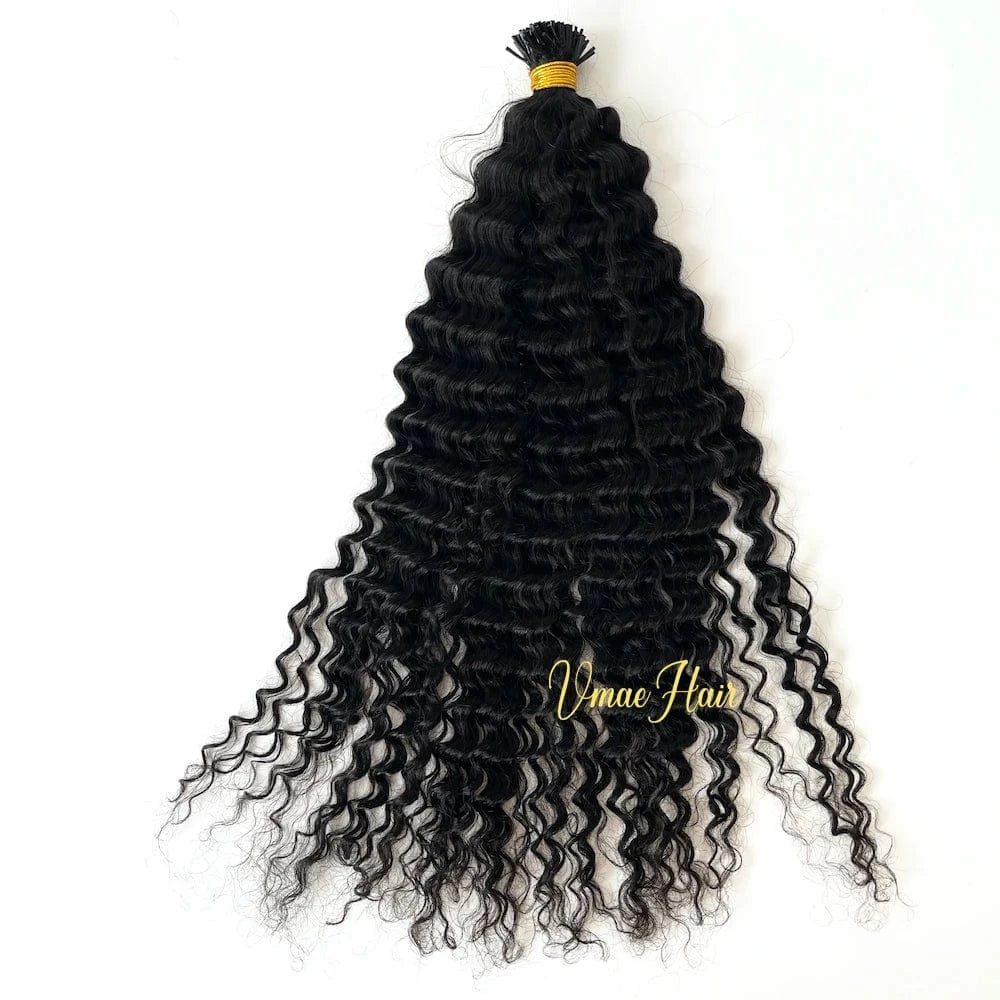 VMAE Burmese Unprocessed Virgin Hair 100g I Tips Body Deep Water Wave Afro Kinky Curly I Tip Human Hair Extension