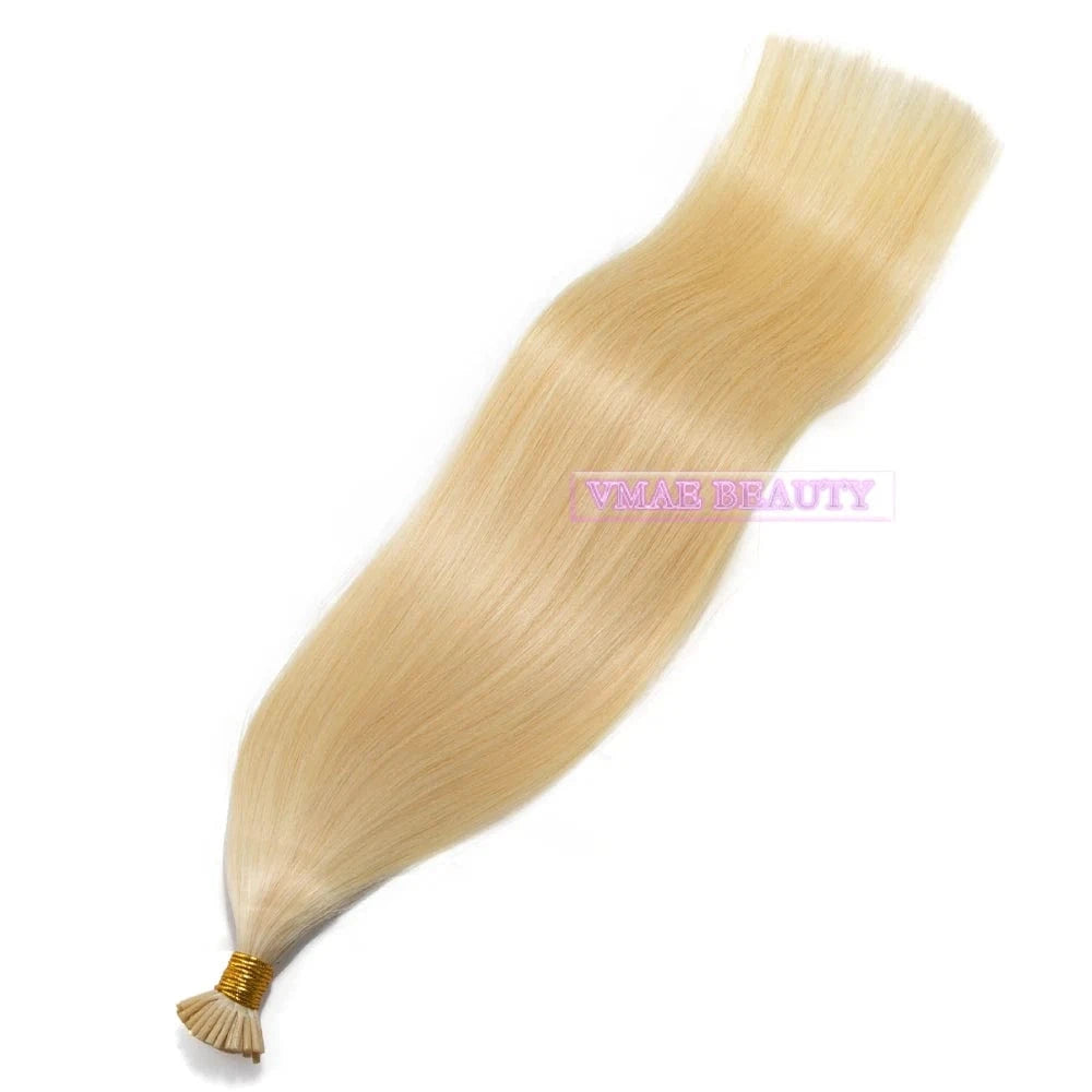 VMAE Cuticle Aligned European Hair Blonde 613 60 I Tips Flat Tip Virgin Kreatin K Tip Hair Extensions Human Hair