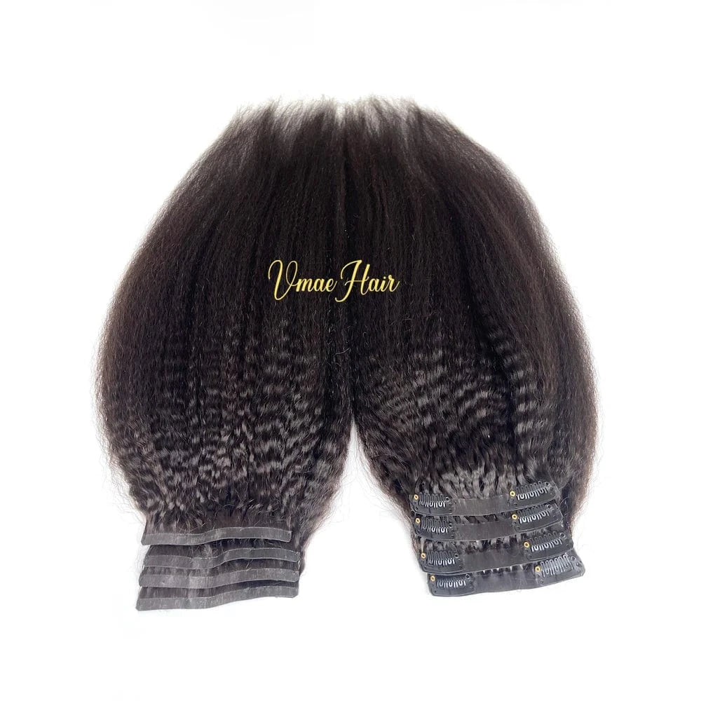 VMAE Cuticle Aligned Remy Raw Hair For Black Women Clip Ins Afro Kinky Curly Human Hair Seamless Clip In Hair Extensions