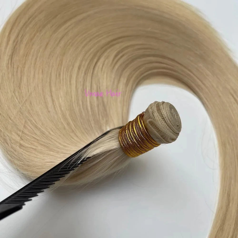 VMAE Double Drawn Straight Hand Tied Invisible Virgin Remy Cuticle Aligned Genius Russian Weft Human Hair Extensions Human Hair