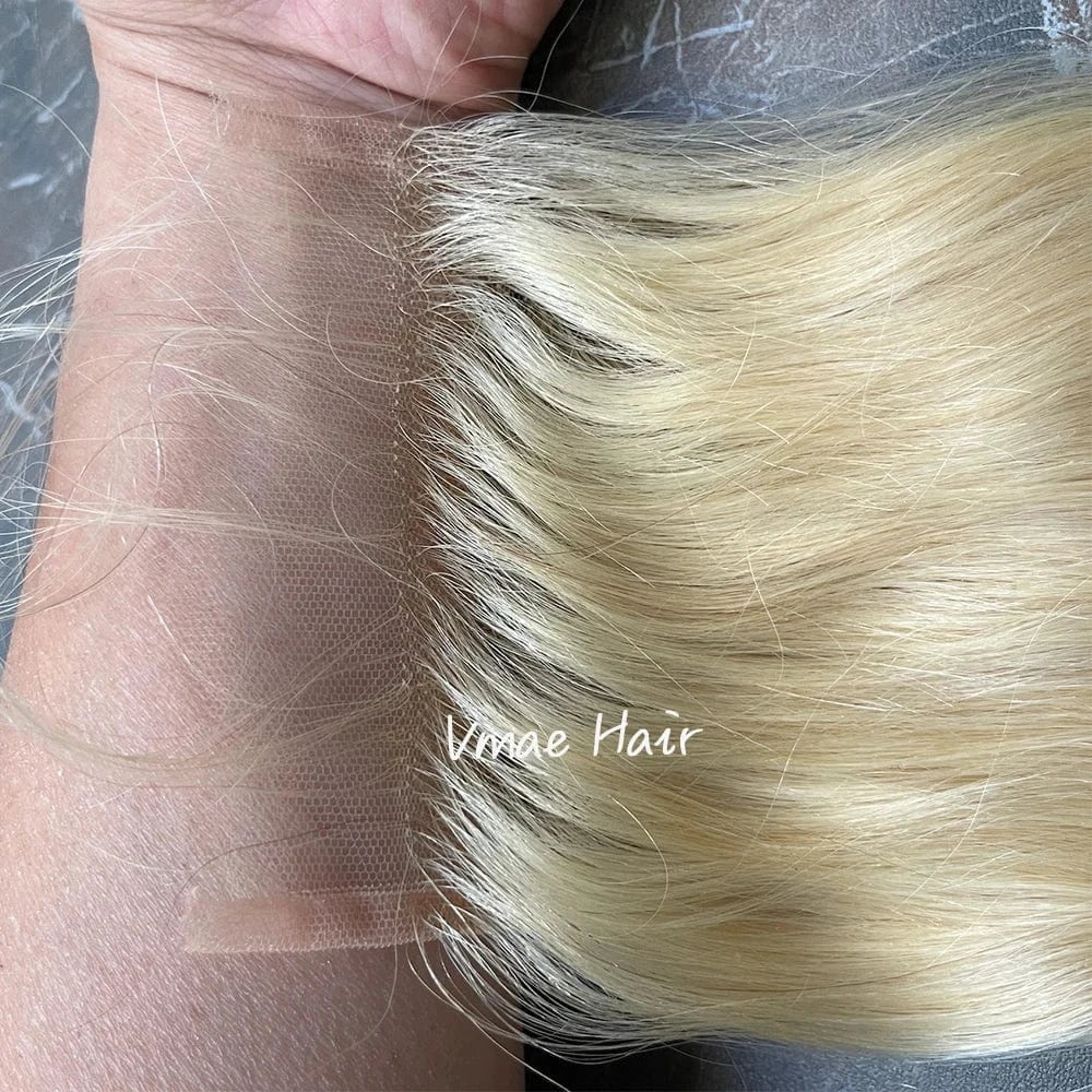 VMAE European Raw Virgin Cuticle Aligned Body Wave Straight Human Hair 613 Blonde Transparent HD Lace Closures and Frontals