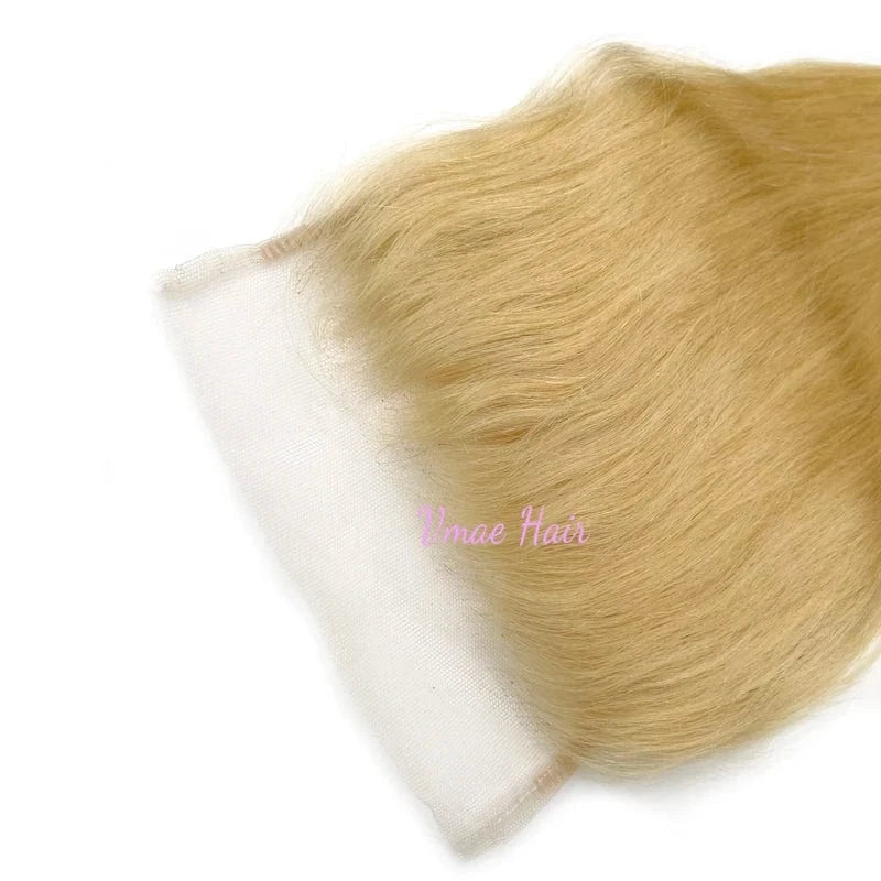 VMAE European Raw Virgin Cuticle Aligned Body Wave Straight Human Hair 613 Blonde Transparent HD Lace Closures and Frontals