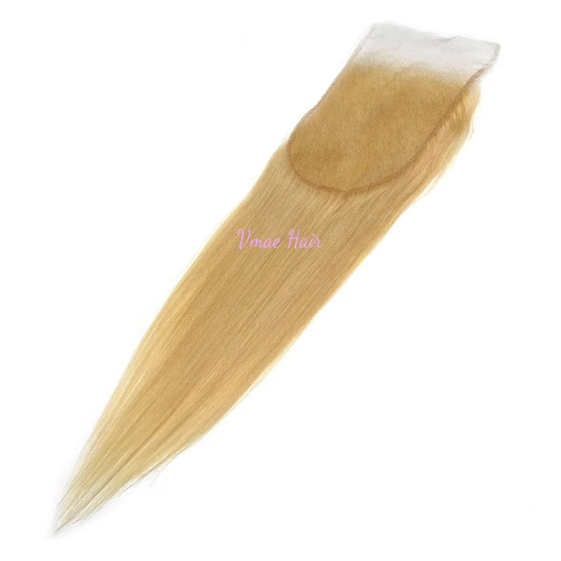 VMAE European Raw Virgin Cuticle Aligned Body Wave Straight Human Hair 613 Blonde Transparent HD Lace Closures and Frontals
