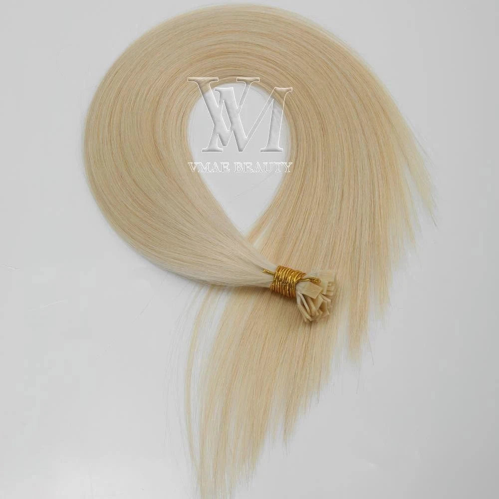 VMAE European Straight 60 613 Blond Virgin Cuticle Aligned Remy Double Drawn Flat Tip 100 Keratin Tip Human Hair Extensions