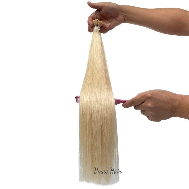 VMAE European Straight 60 613 Blond Virgin Cuticle Aligned Remy Double Drawn Flat Tip 100 Keratin Tip Human Hair Extensions