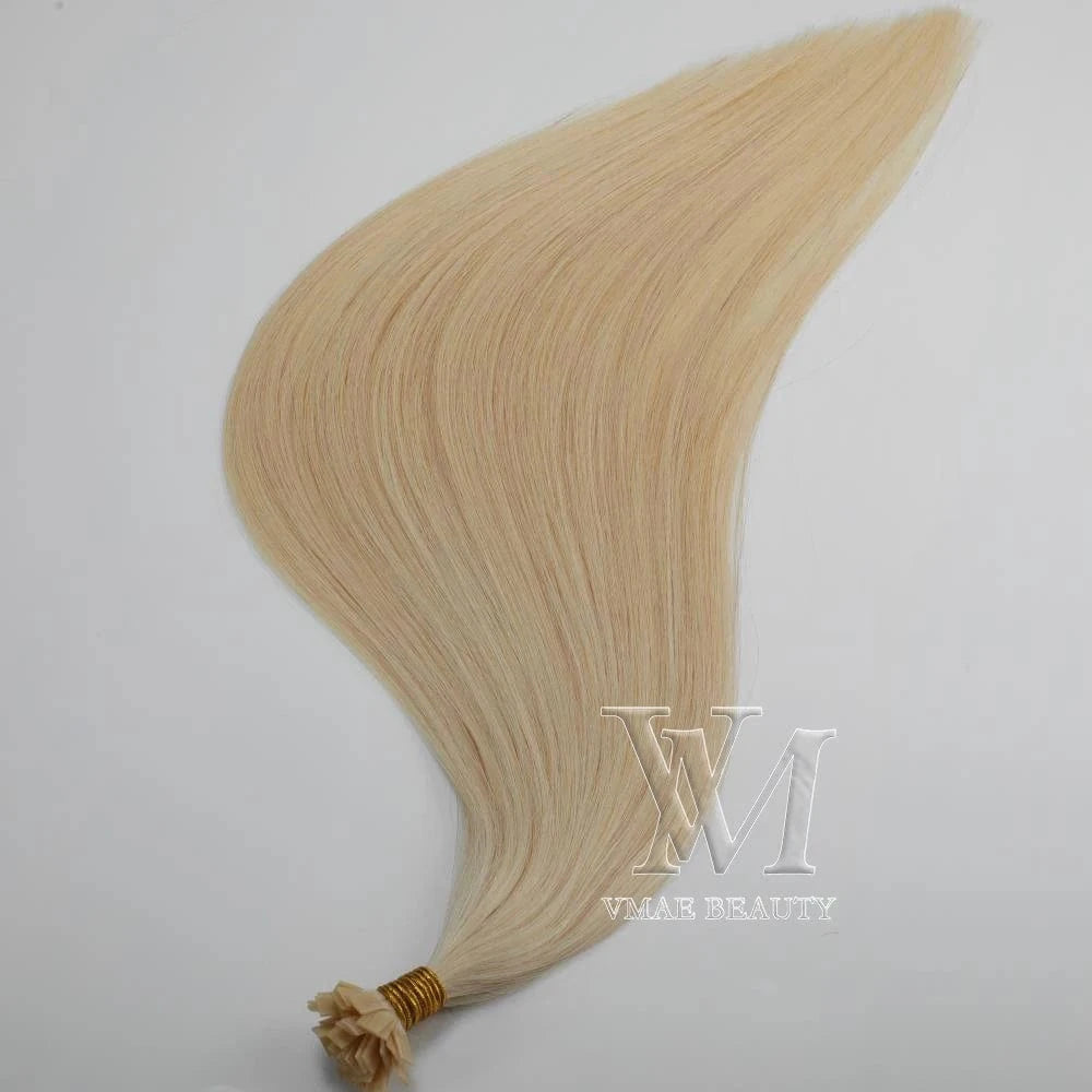 VMAE European Straight 60 613 Blond Virgin Cuticle Aligned Remy Double Drawn Flat Tip 100 Keratin Tip Human Hair Extensions