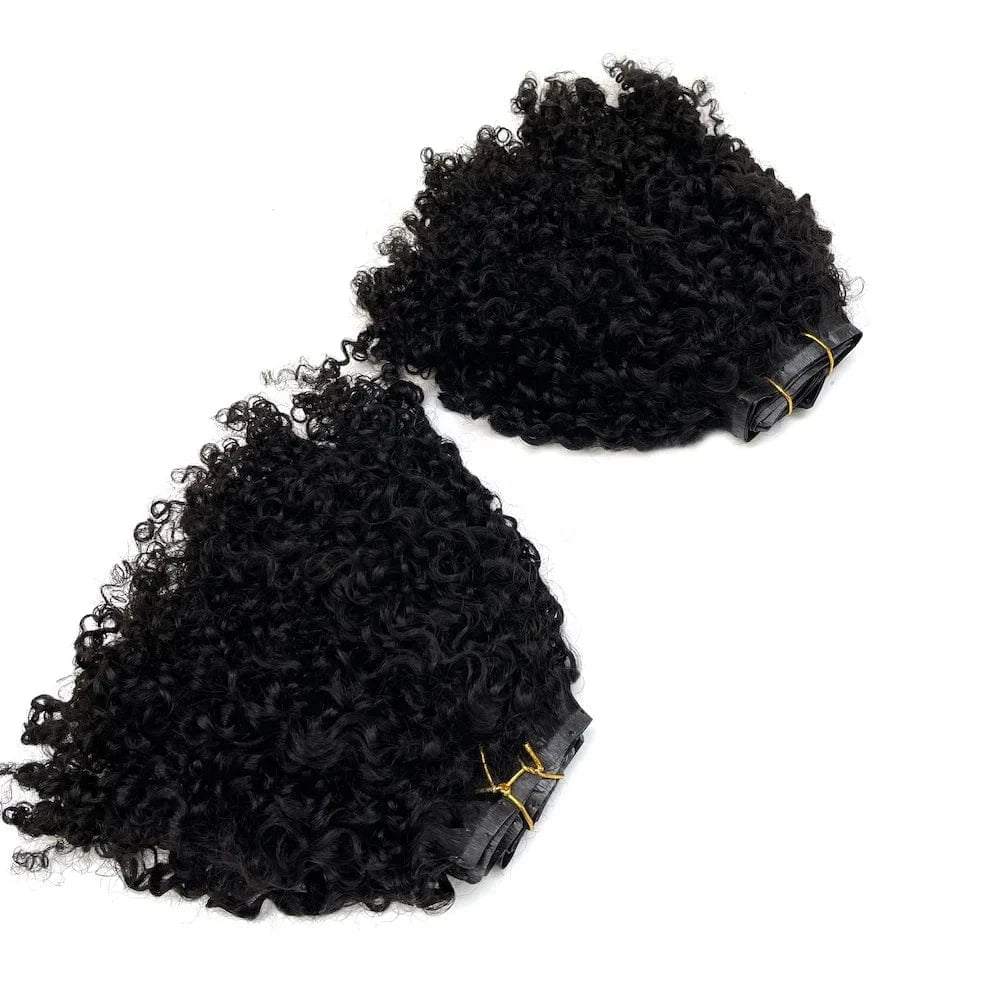 VMAE High Quality Peruvian Raw Virgin Human Hair Keratin PU Invisible ClipIns Afro Kinky Curly Seamless Clip In Hair Extension