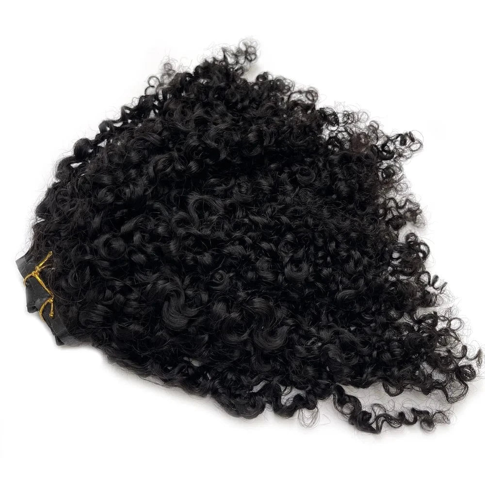 VMAE High Quality Peruvian Raw Virgin Human Hair Keratin PU Invisible ClipIns Afro Kinky Curly Seamless Clip In Hair Extension