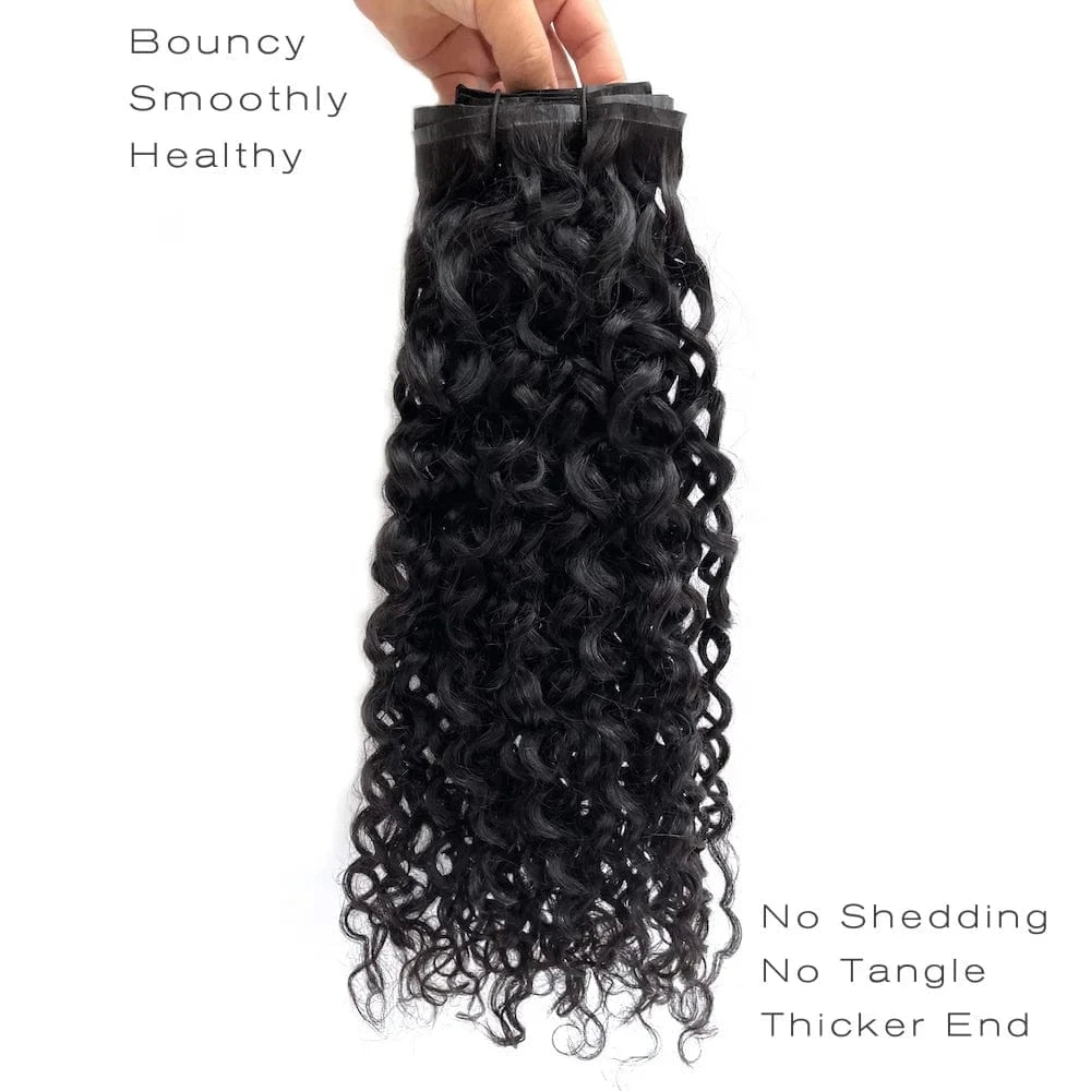 VMAE High Quality Peruvian Raw Virgin Human Hair Keratin PU Invisible ClipIns Afro Kinky Curly Seamless Clip In Hair Extension