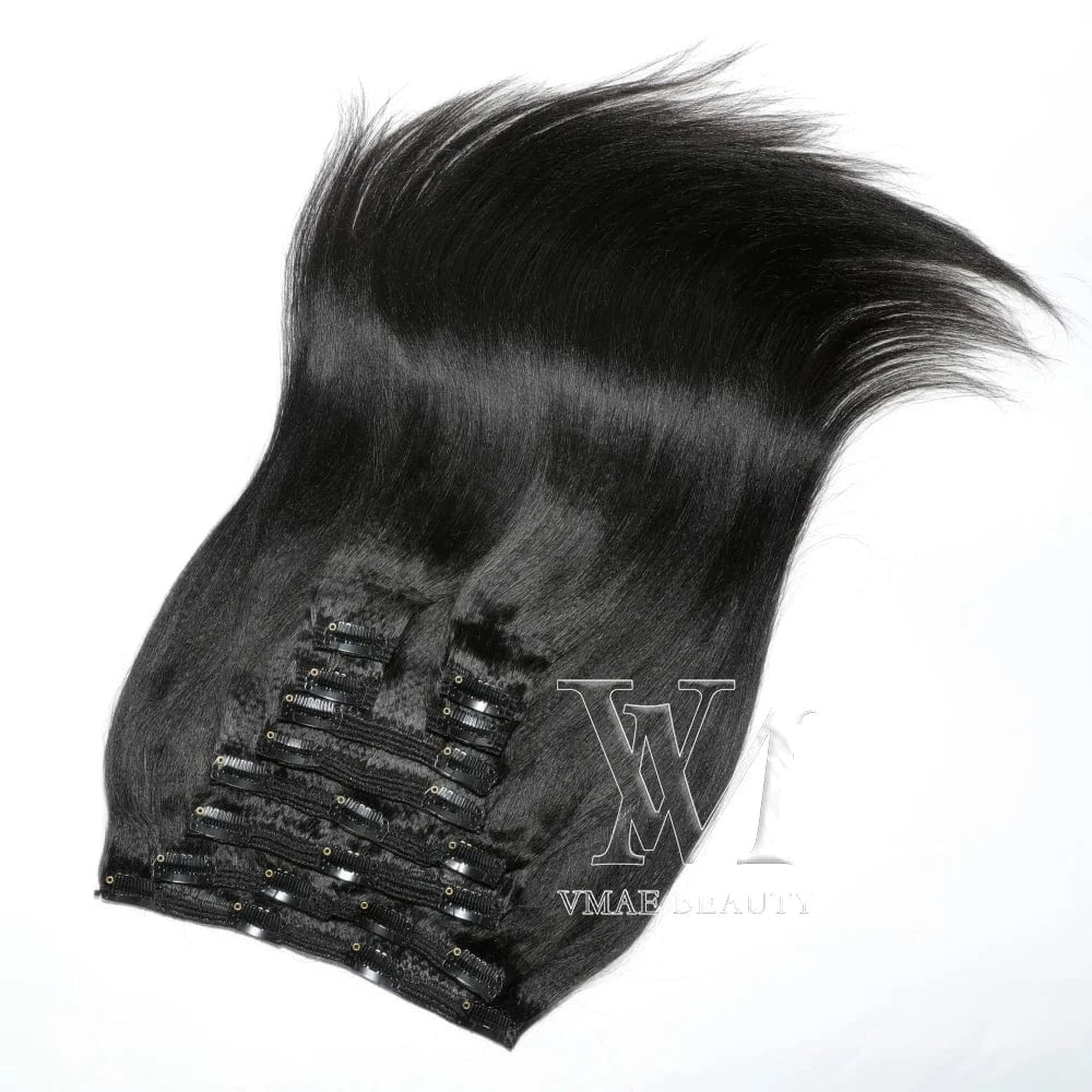 VMAE Indian Full Cuticle Aligned Virgin Wholesale Remy Human Hair Extensions Clip Ins Kinky Straight Clip In Hair Extensions