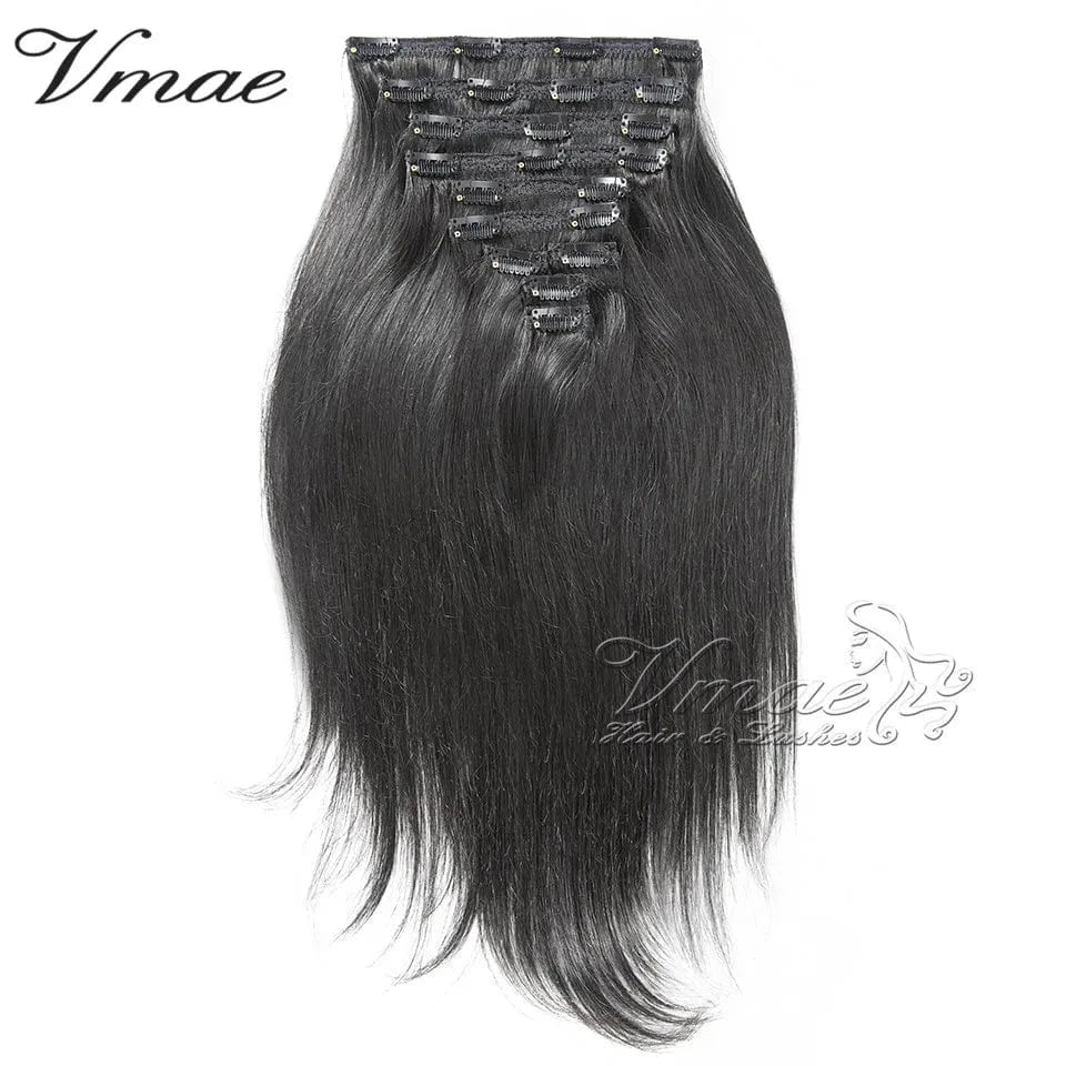 VMAE Indian Full Cuticle Aligned Virgin Wholesale Remy Human Hair Extensions Clip Ins Kinky Straight Clip In Hair Extensions