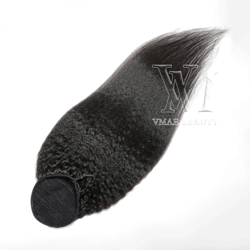 VMAE Indian Remy Afro Kinky Curly Raw Cuticle Aligned Wrap around Ponytail Drawstring Human Hair Extensions 3A 3B 4C Ponytails