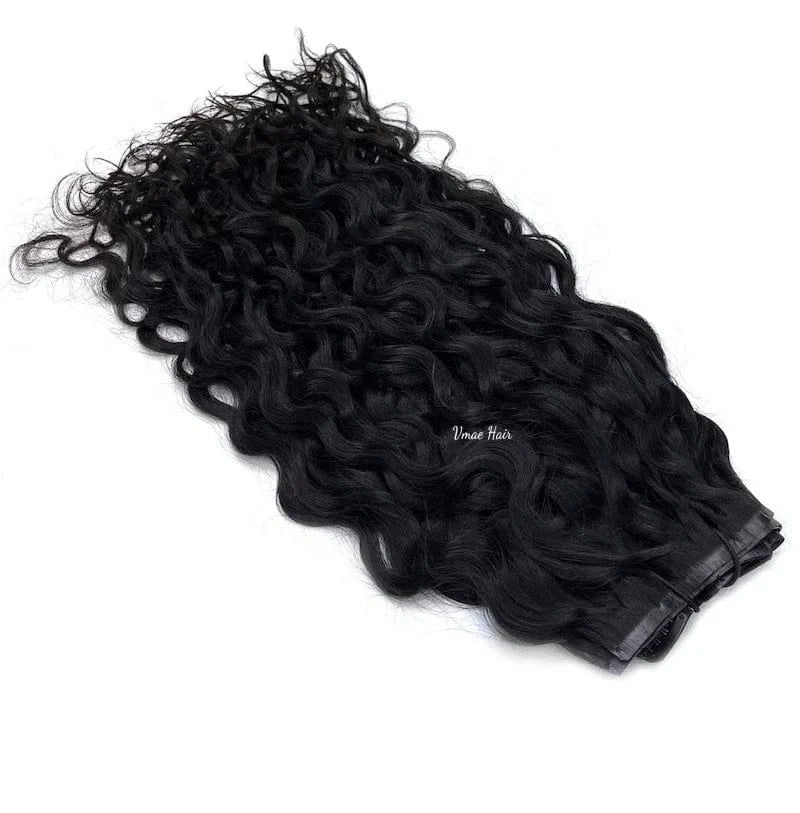VMAE Peruvian Raw Virgin Hair for Black Women Clipin Italy Curly Curls Wavy Invisible Seamless Clip In Human Hair Extensions