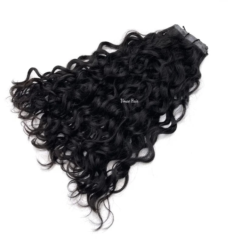 VMAE Peruvian Raw Virgin Hair for Black Women Clipin Italy Curly Curls Wavy Invisible Seamless Clip In Human Hair Extensions