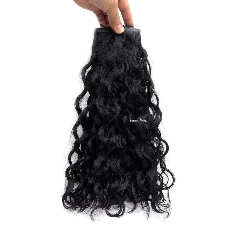 VMAE Peruvian Raw Virgin Hair for Black Women Clipin Italy Curly Curls Wavy Invisible Seamless Clip In Human Hair Extensions