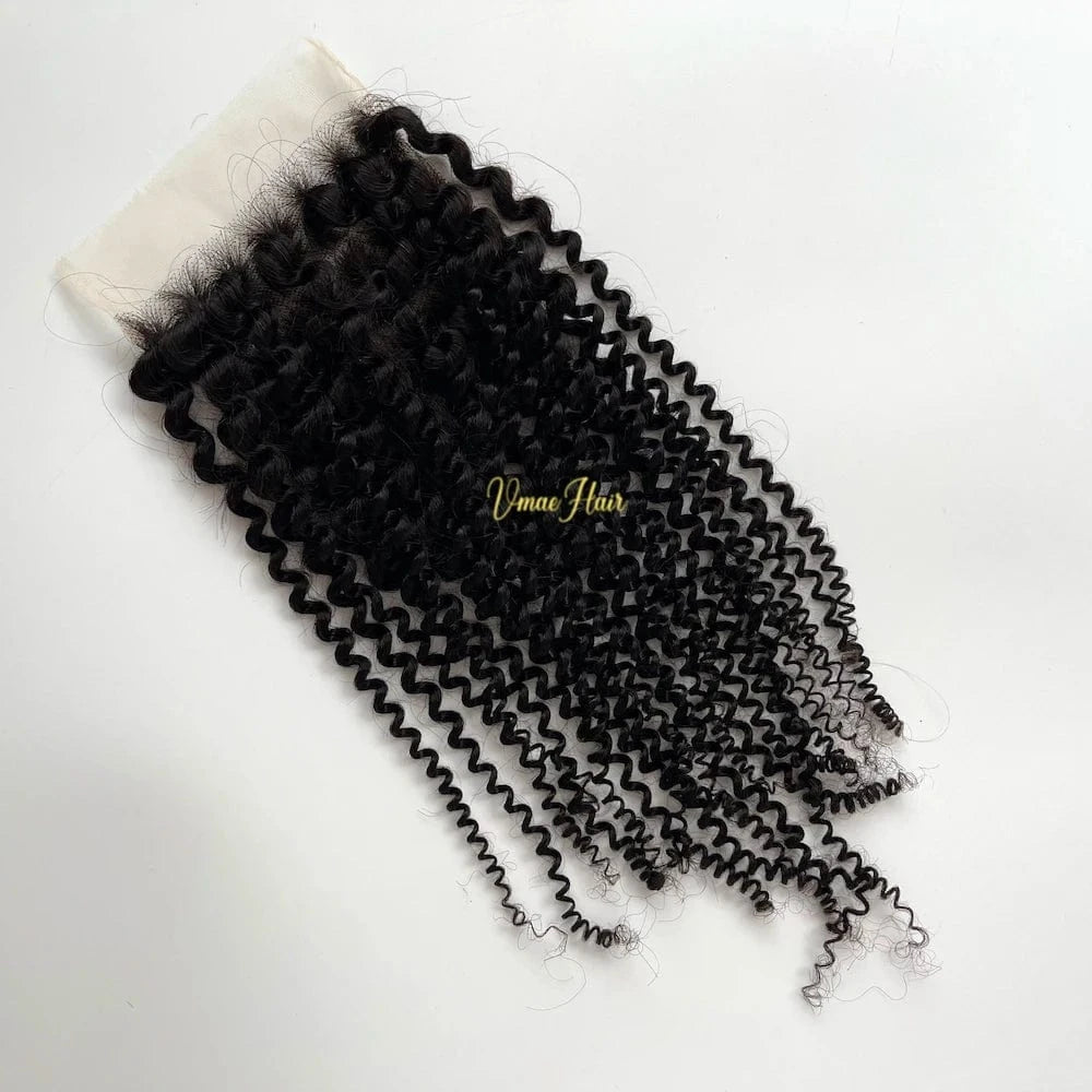 VMAE Raw Afro Kinky Curly Wavy Bundles Human Hair with Frontal and Closure Cuticle Aligned Hair 13x6 HD Lace Frontal